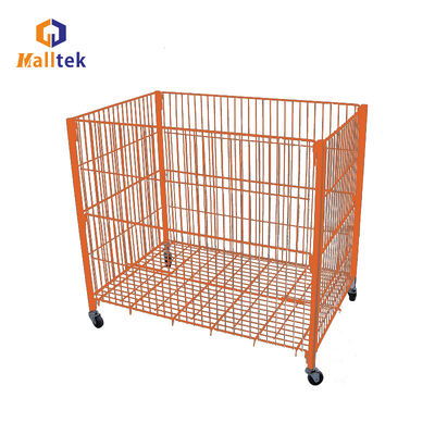 Custom Promotion cage Capacity Stackable Wire Baskets With Wheels