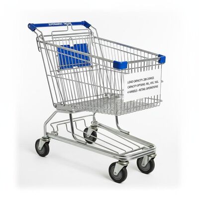 Load Capacity 200 to 250kgs Supermarket Shopping Trolley Featuring 90L 100L 125L 165L 180L 200L Capacity and 4 Wheels Ideal for Retail Operations