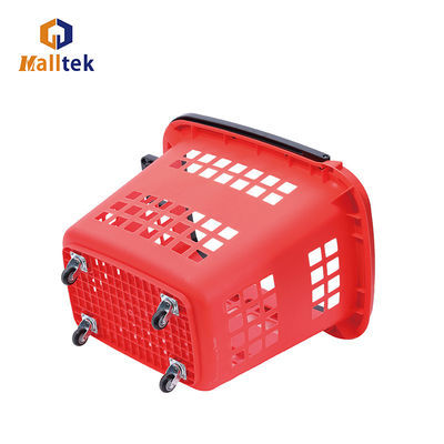 Durable Popular Handle Rolling Shopping Baskets With PU Wheels For Supermarket