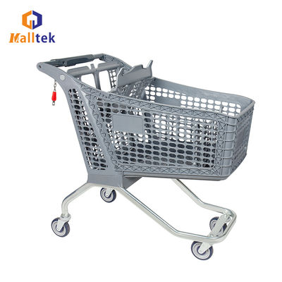 180L Half Plastic Supermarket Shopping Trolley With Metal Base Feet For Supermartket