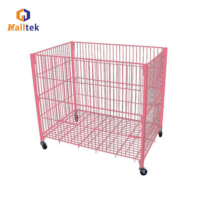 Custom Promotion cage Capacity Stackable Wire Baskets With Wheels